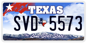 SVD5573 license plate in Texas