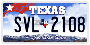 SVL2108 license plate in Texas