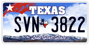 SVN3822 license plate in Texas