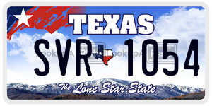 SVR1054 license plate in Texas