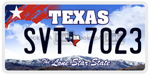 SVT7023  license plate in TX