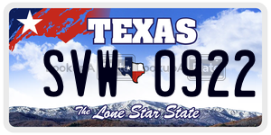 SVW0922 license plate in Texas
