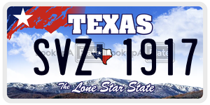 SVZ1917 license plate in Texas