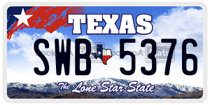 SWB5376 license plate in Texas