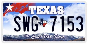 SWG7153 license plate in Texas