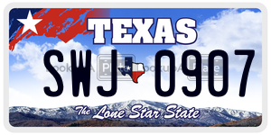 SWJ0907 license plate in Texas