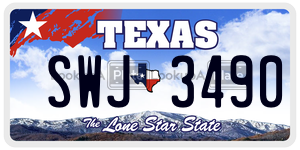 SWJ3490 license plate in Texas