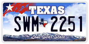 SWM2251  license plate in TX