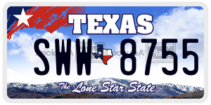 SWW8755 license plate in Texas