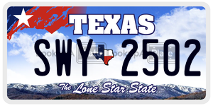 SWY2502 license plate in Texas