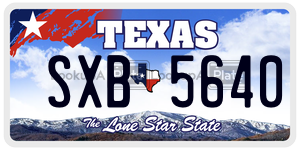 SXB5640 license plate in Texas