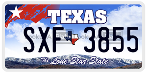SXF3855 license plate in Texas