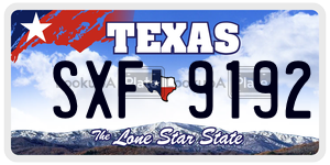 SXF9192 license plate in Texas