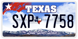 SXP7758 license plate in Texas