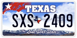 SXS2409 license plate in Texas