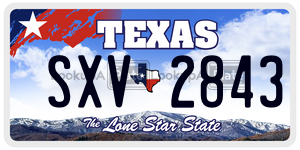 SXV2843 license plate in Texas