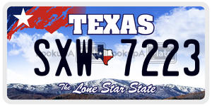 SXW7223  license plate in TX
