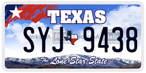 SYJ9438 license plate in Texas