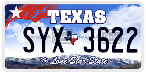 SYX3622 license plate in Texas