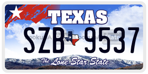 SZB9537 license plate in Texas
