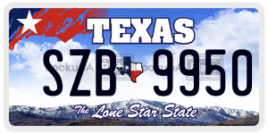 SZB9950 license plate in Texas