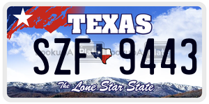 SZF9443 license plate in Texas