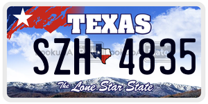 SZH4835 license plate in Texas