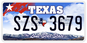 SZS3679 license plate in Texas