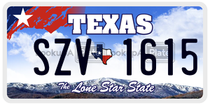 SZV1615 license plate in Texas