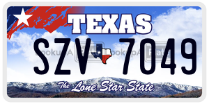 SZV7049 license plate in Texas