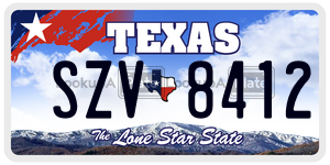 SZV8412 license plate in Texas