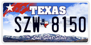 SZW8150 license plate in Texas