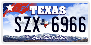 SZX6966 license plate in Texas