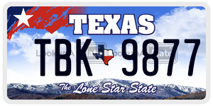 TBK9877 license plate in Texas