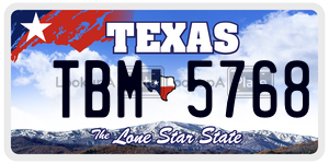 TBM5768 license plate in Texas