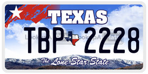 TBP2228 license plate in Texas