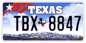 TBX8847 license plate in Texas