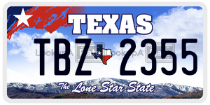 TBZ2355  license plate in TX