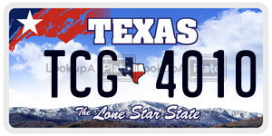 TCG4010 license plate in Texas
