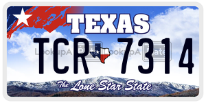 TCR7314 license plate in Texas