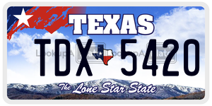 TDX5420 license plate in Texas