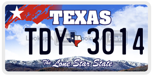 TDY3014 license plate in Texas