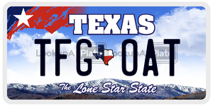 TFGOAT license plate in Texas