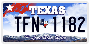 TFN1182 license plate in Texas