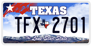 TFX2701  license plate in TX
