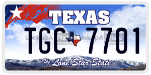 TGC7701 license plate in Texas