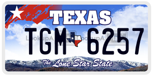 TGM6257  license plate in TX