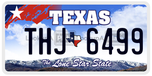 THJ6499 license plate in Texas