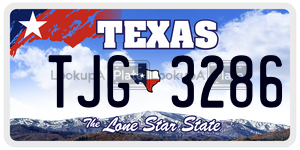 TJG3286 license plate in Texas