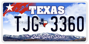 TJG3360 license plate in Texas